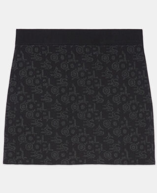The Kooples F BLACK DARK GREY short black skirt with the kooples logo