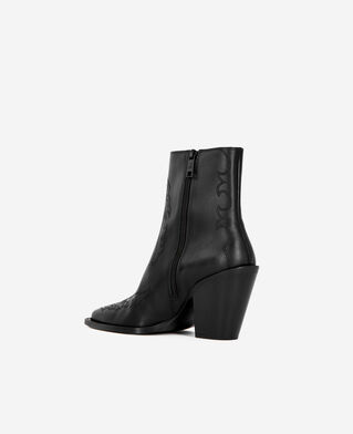 The Kooples WOMEN BLACK black leather heeled ankle boots