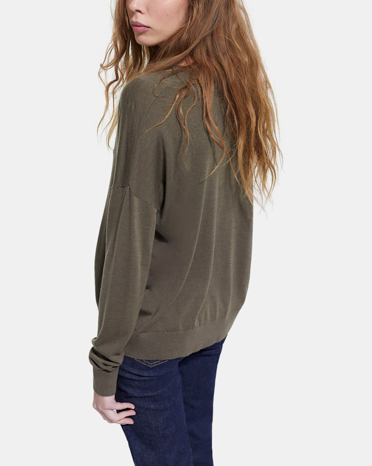 The Kooples FEMME ALGUE pull en laine kaki