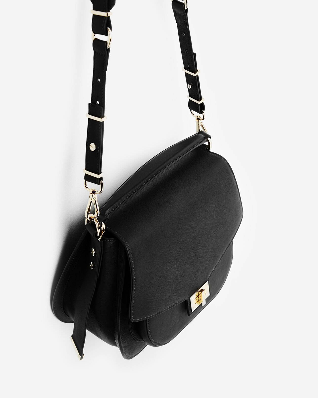 The Kooples WOMEN BLACK hobo maxi leather bag in black