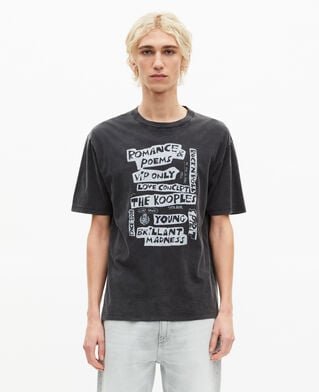 The Kooples HOMME BLACK WASHED t-shirt avec s&eacute;rigraphie romance poems noir