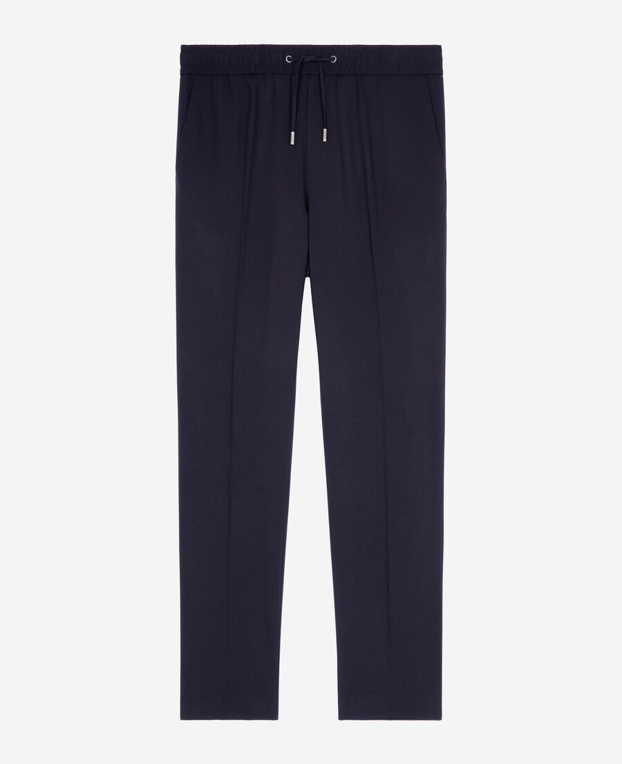 The Kooples MEN NAVY straight elasticated pants in navy wool