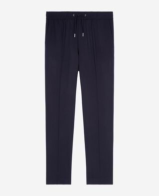 The Kooples MEN NAVY straight elasticated pants in navy wool