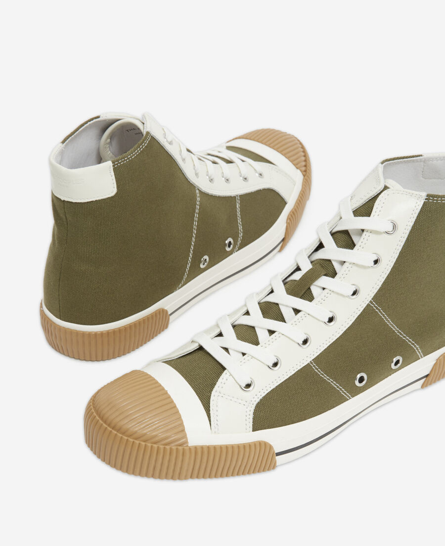 The Kooples UNISEX KAKI khakifarbene turnschuhe, leinen mit schnürung