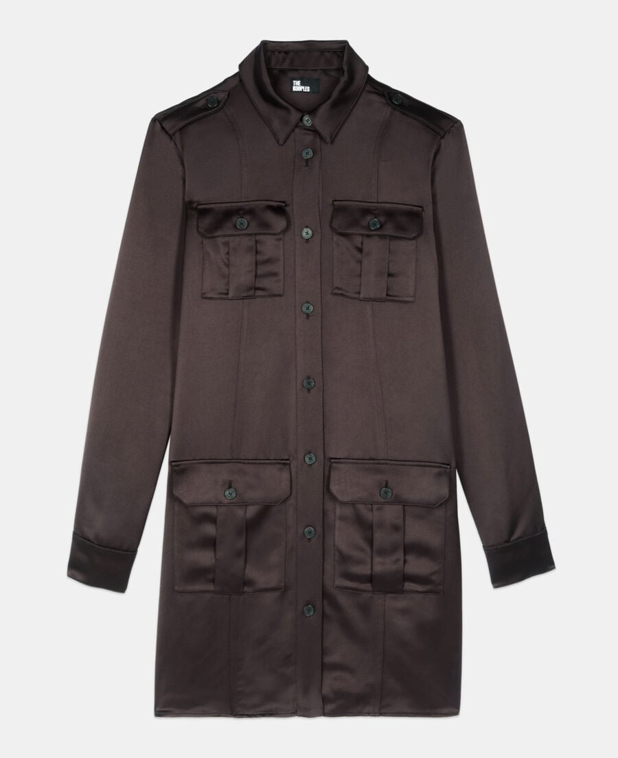 The Kooples FEMME BROWN robe saharienne courte marron