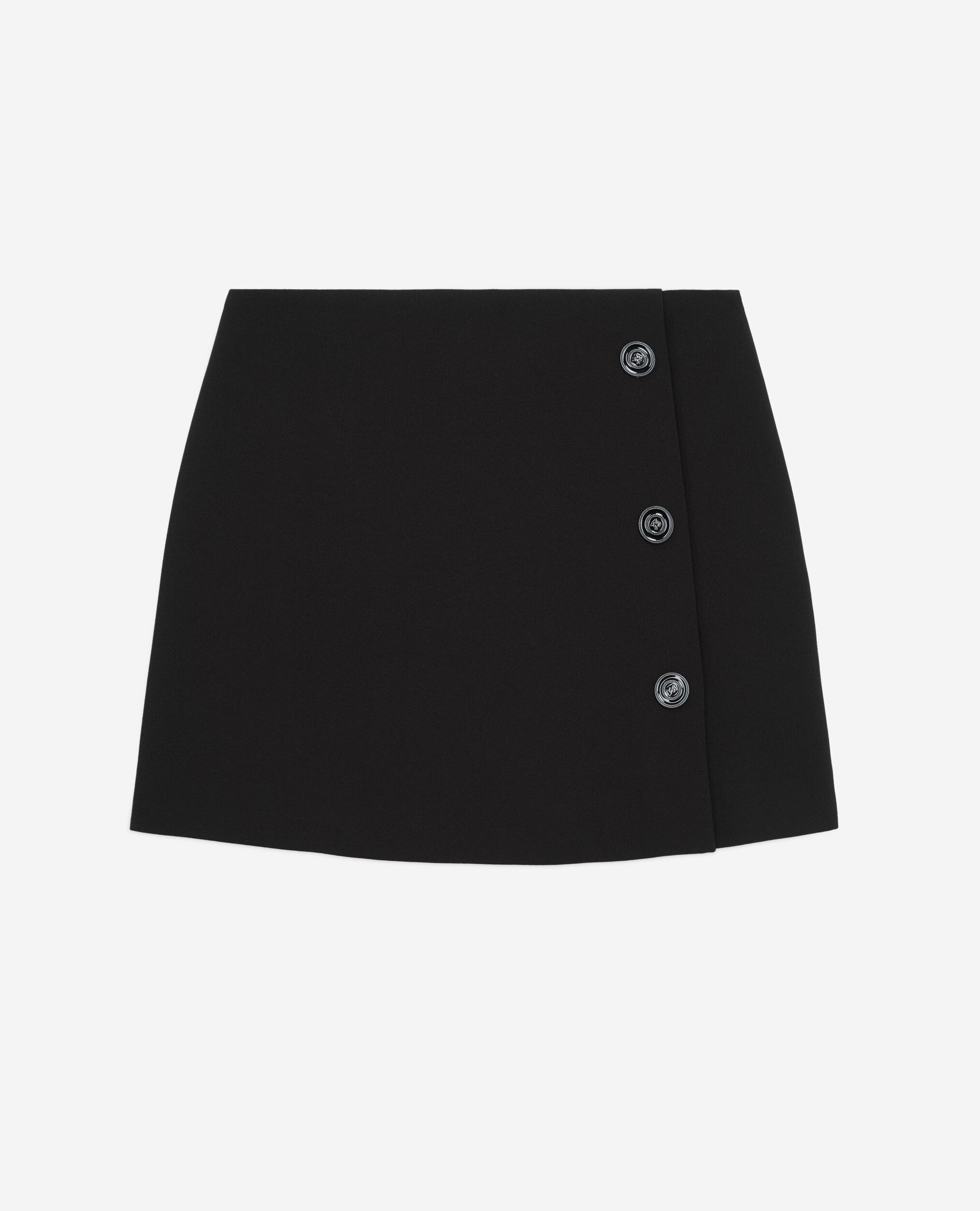 Short black crepe skirt, BLACK, hi-res image number null