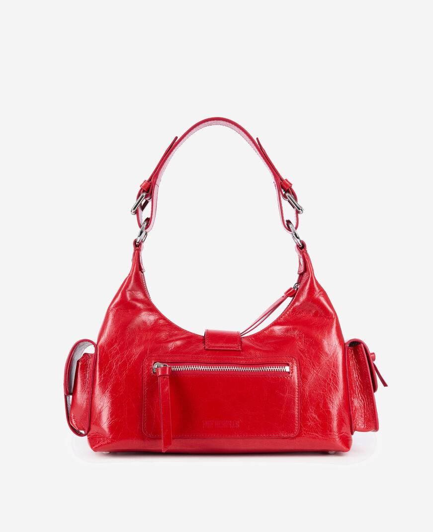 The Kooples FEMME RED sac amelia en cuir craquelé rouge