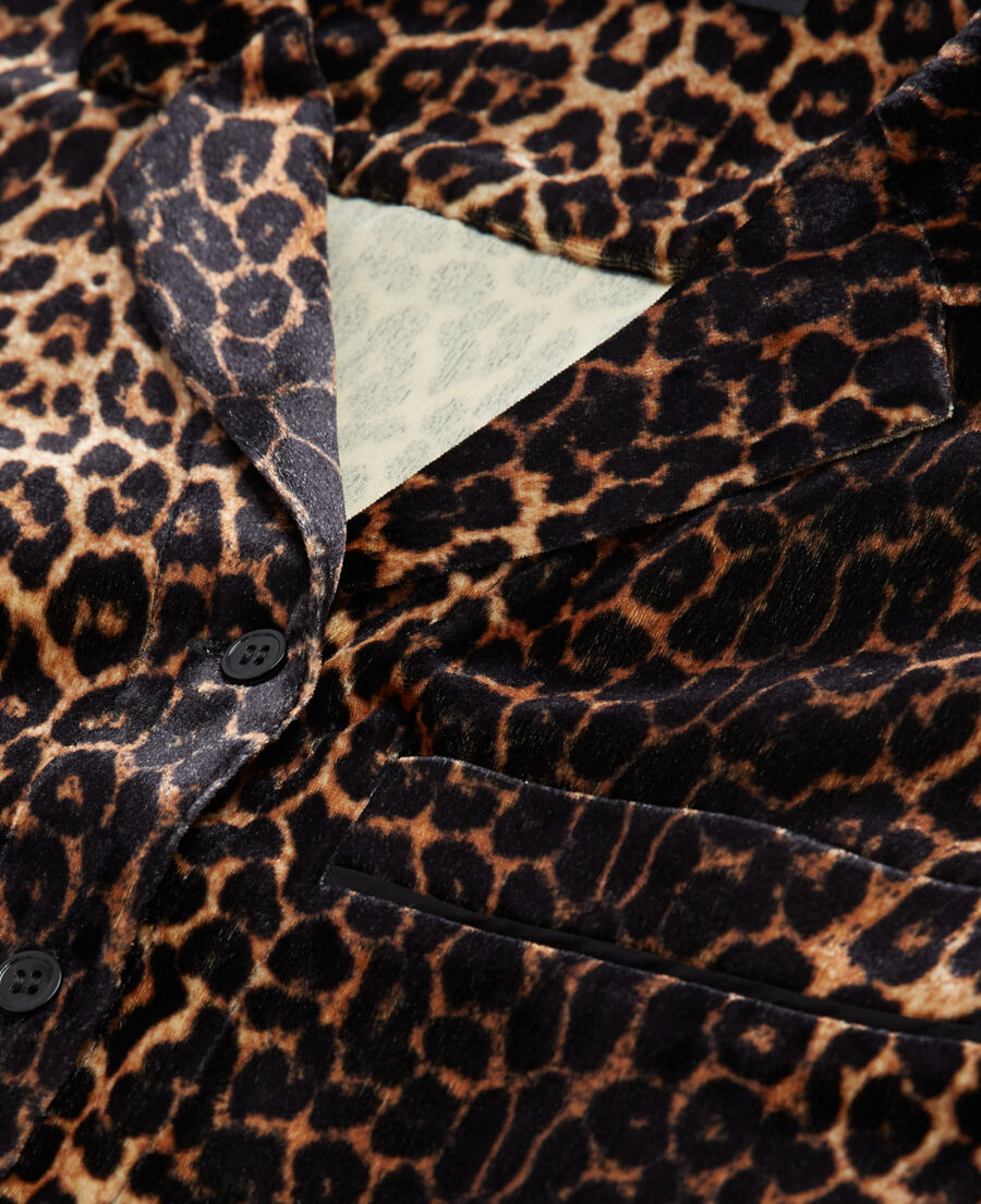 hemd aus velours mit leopardenmotiv