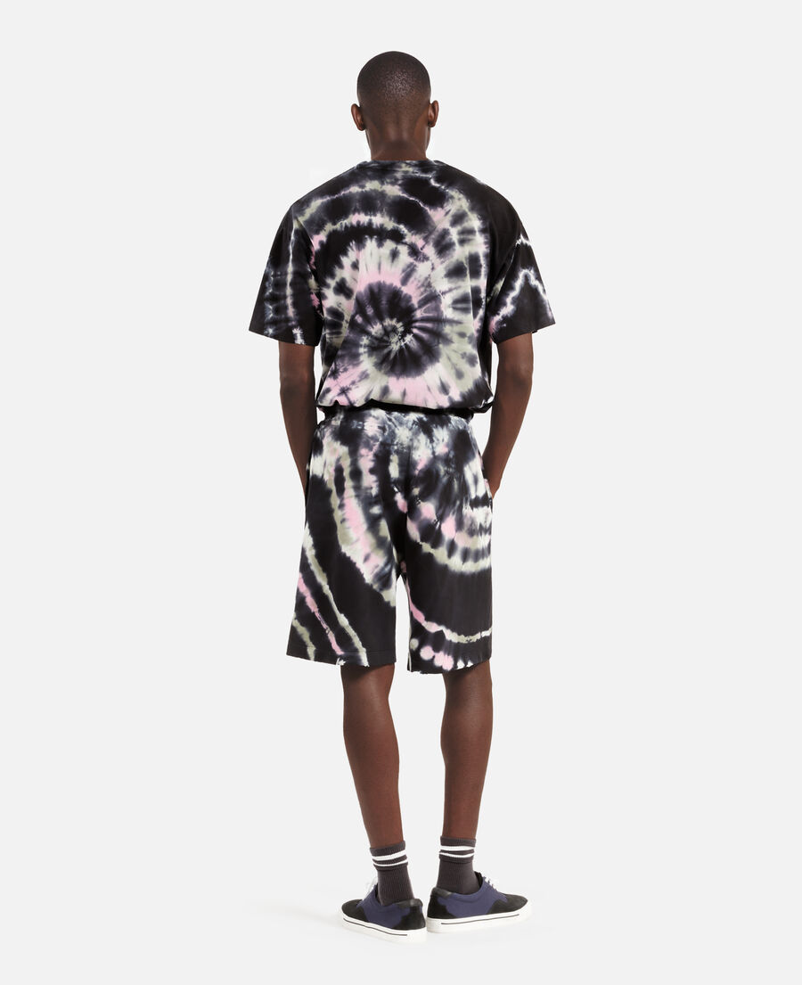 The Kooples H ECRU GREEN black tie-dye print shorts