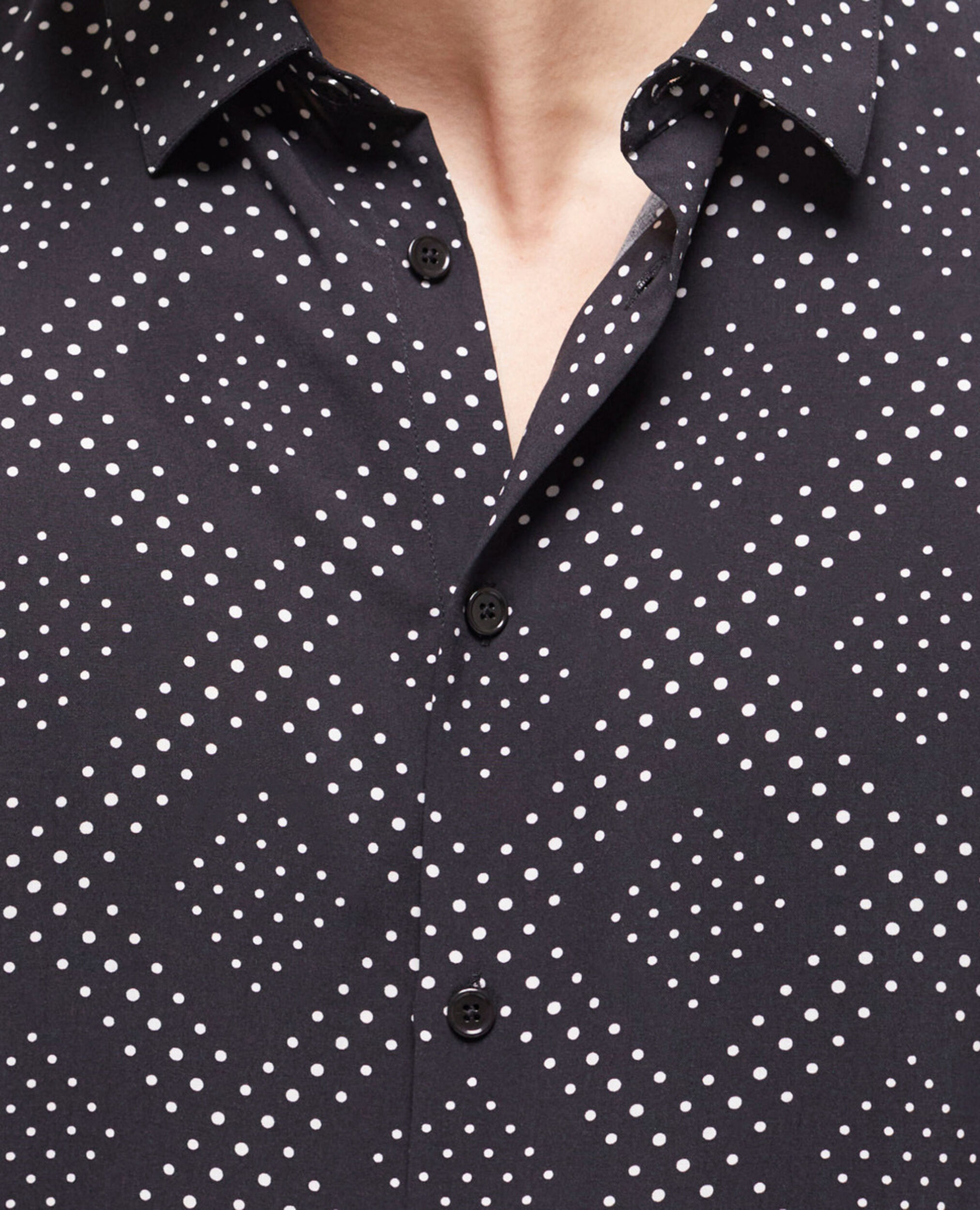 Printed shirt with classic collar, BLACK WHITE, hi-res image number null
