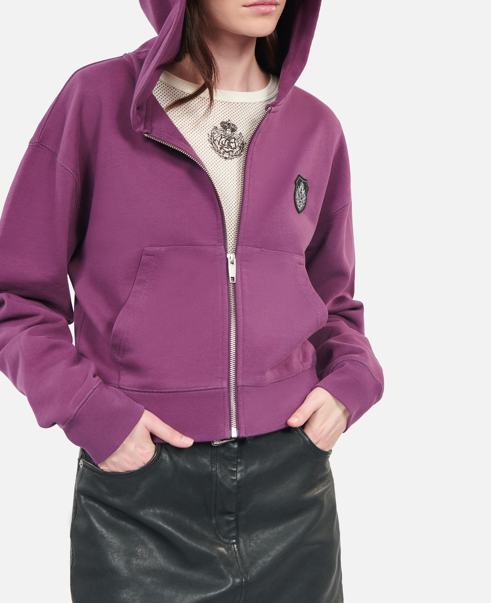 The Kooples F PRUNE purple blazon hoodie
