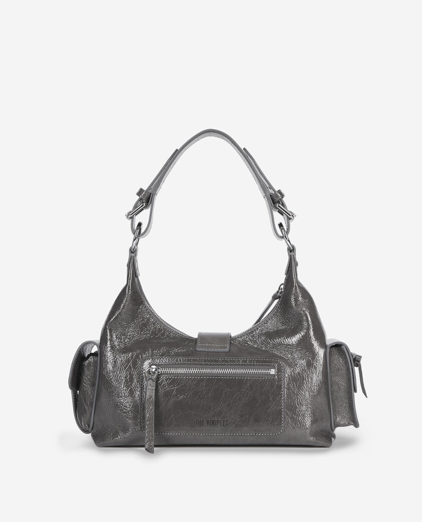 The Kooples WOMEN GREY amelia bag in gray cracked leather