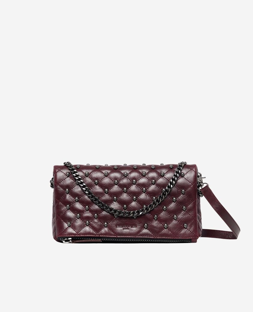 The Kooples WOMEN BURGUNDY heritage small clutch bag in burgundy leather