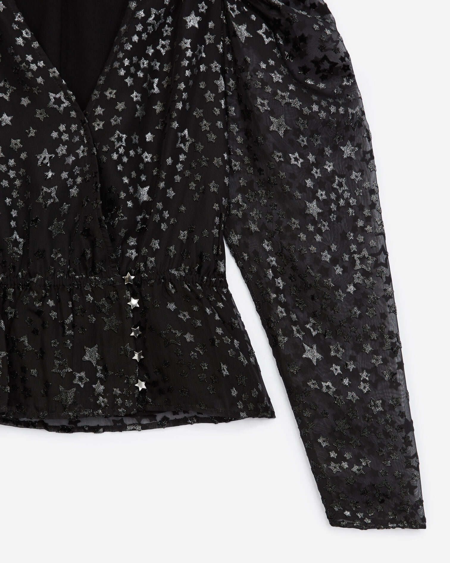 Top terciopelo devoré negro motivo estrella, BLACK, hi-res image number null