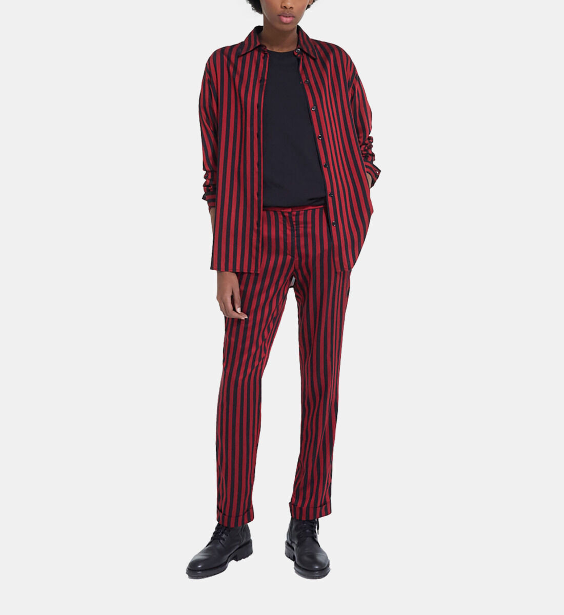 Red and black outlet striped pants mens