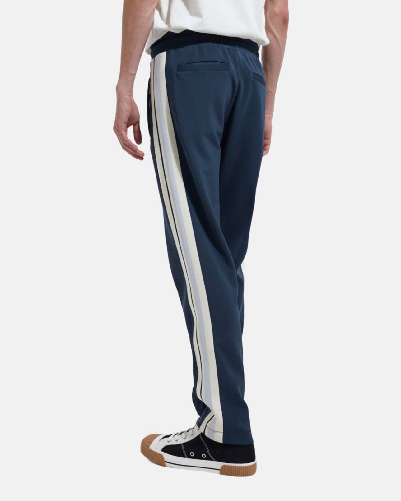 The Kooples MEN NAVY navy blue loose-fit joggers with ecru bands