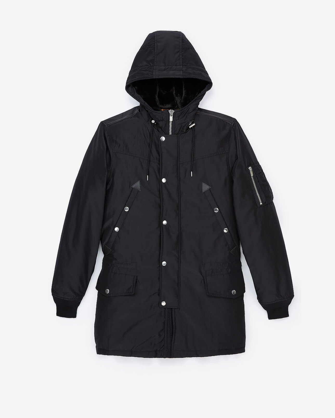 The Kooples MEN BLACK mid-length black parka