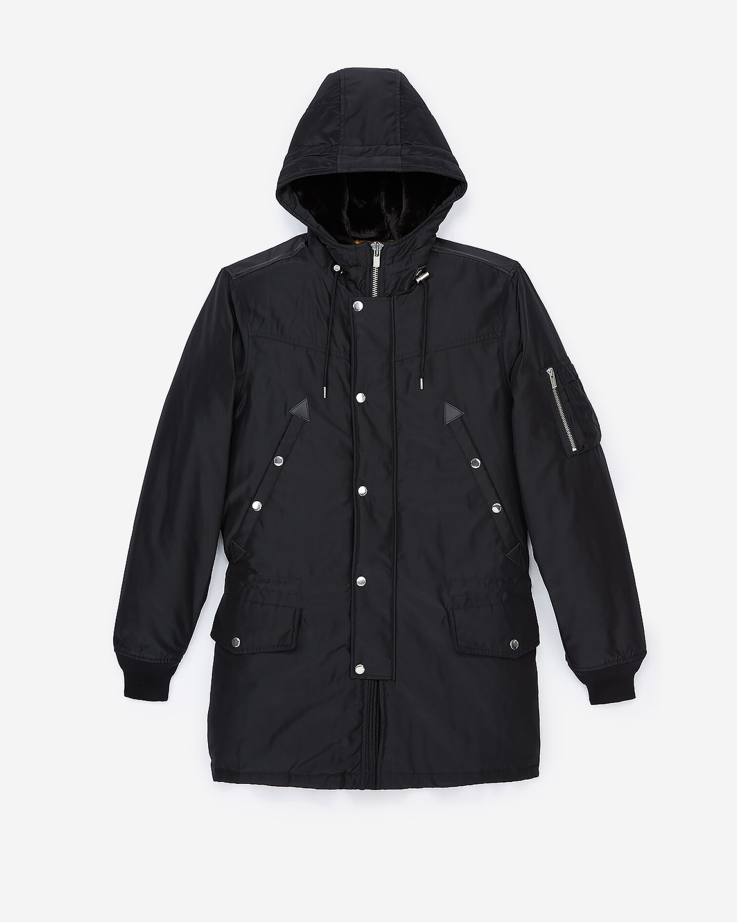 Mid-length black parka, BLACK, hi-res image number null