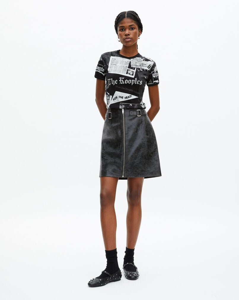 The Kooples WOMEN BLACK WASHED t-shirt with black and white screen print