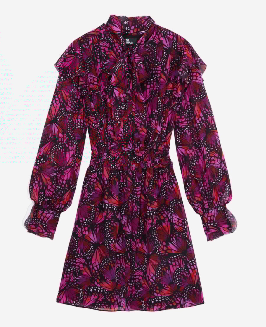 The Kooples F PINK short printed dress with ruffles