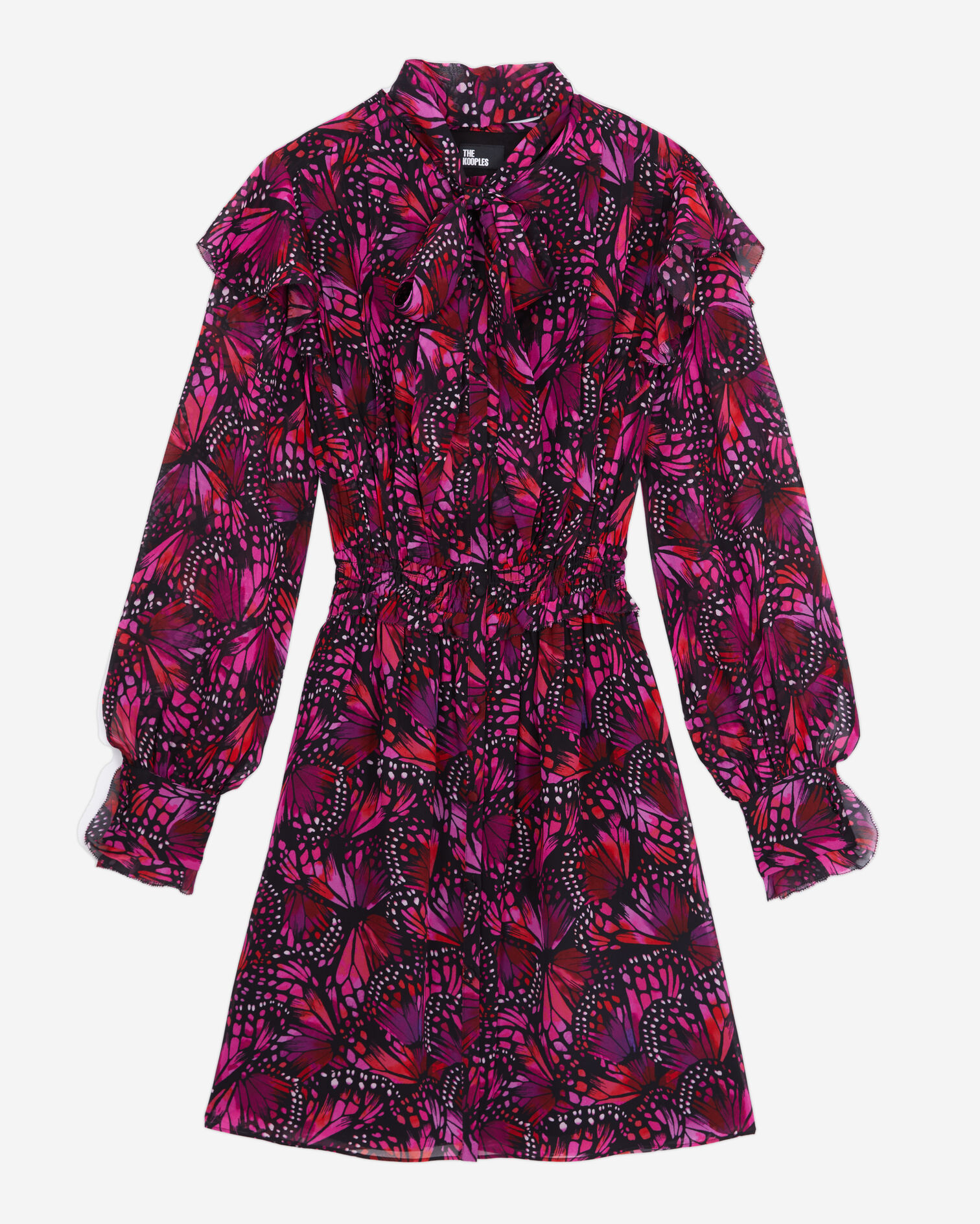 Short printed dress with ruffles, PINK, hi-res image number null