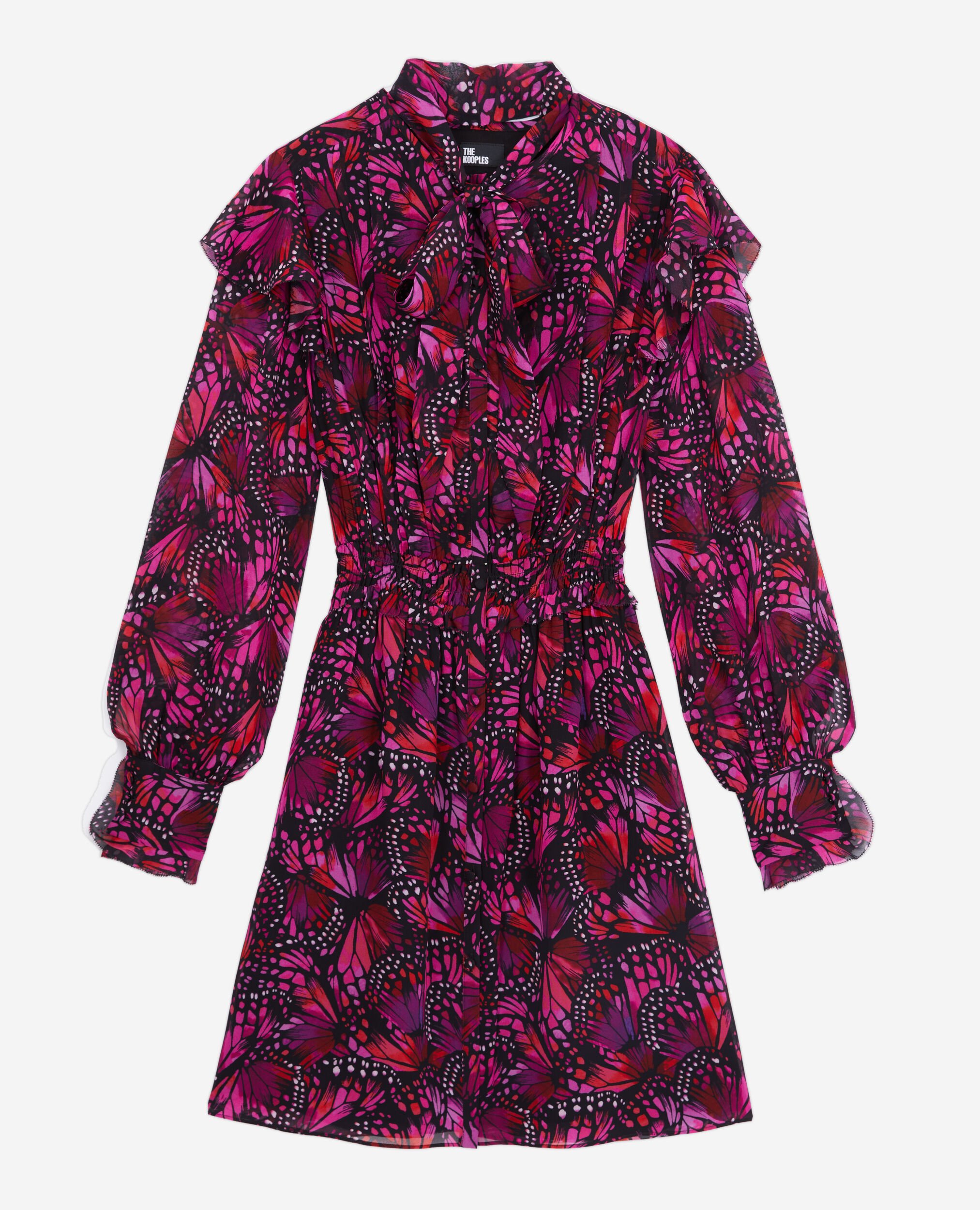 Short printed dress with ruffles, PINK, hi-res image number null
