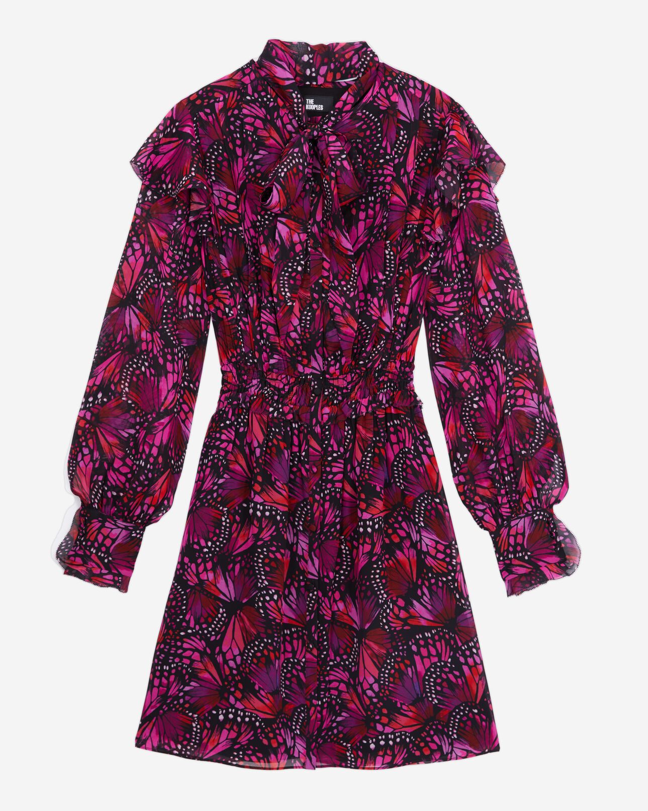 The Kooples WOMEN PINK short printed dress with ruffles