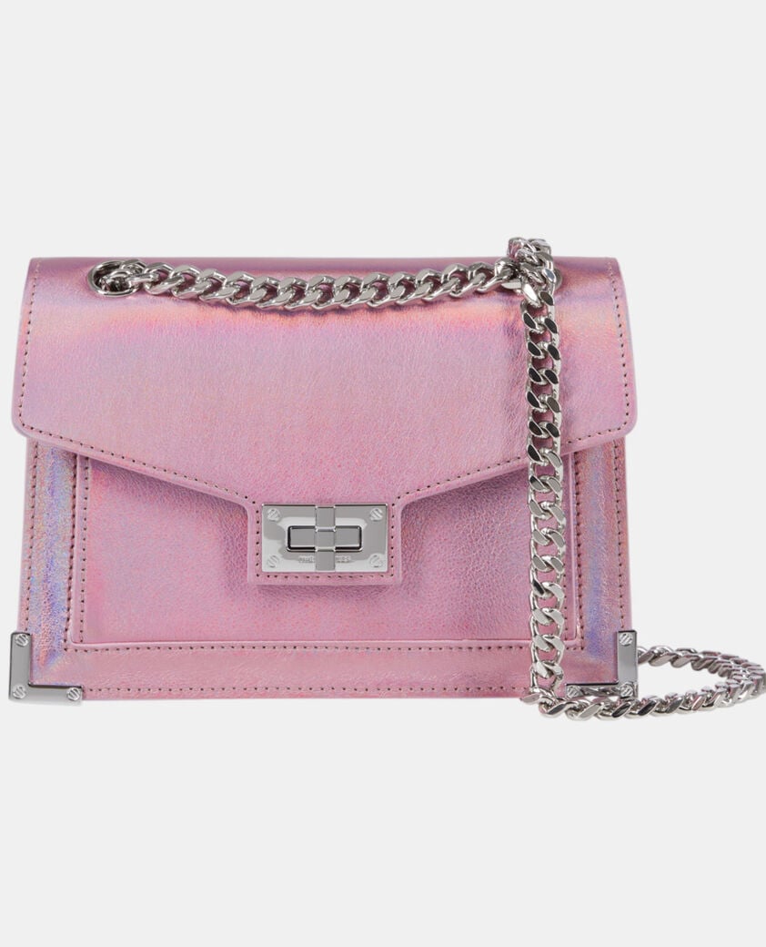 The Kooples WOMEN SWEET PINK emily chain bag in pink iridescent leather