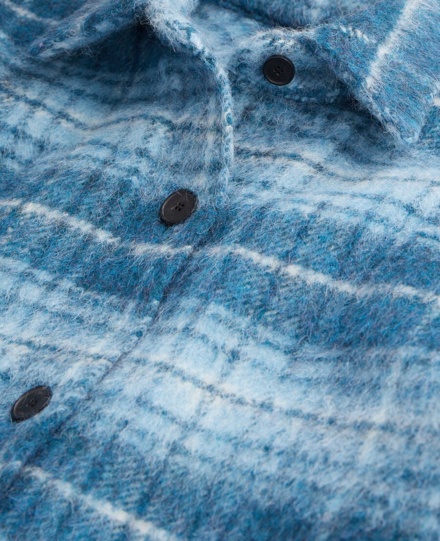 The Kooples FEMME BLUE BEIGE blouson style surchemise à carreaux bleus