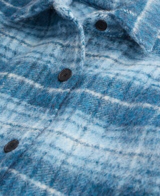 The Kooples FEMME BLUE BEIGE blouson style surchemise à carreaux bleus