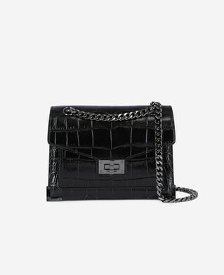 The Kooples FEMME BLACK sac emily small effet crocodile en cuir noir
