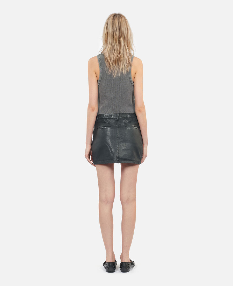 The Kooples F BLACK short black leather skirt