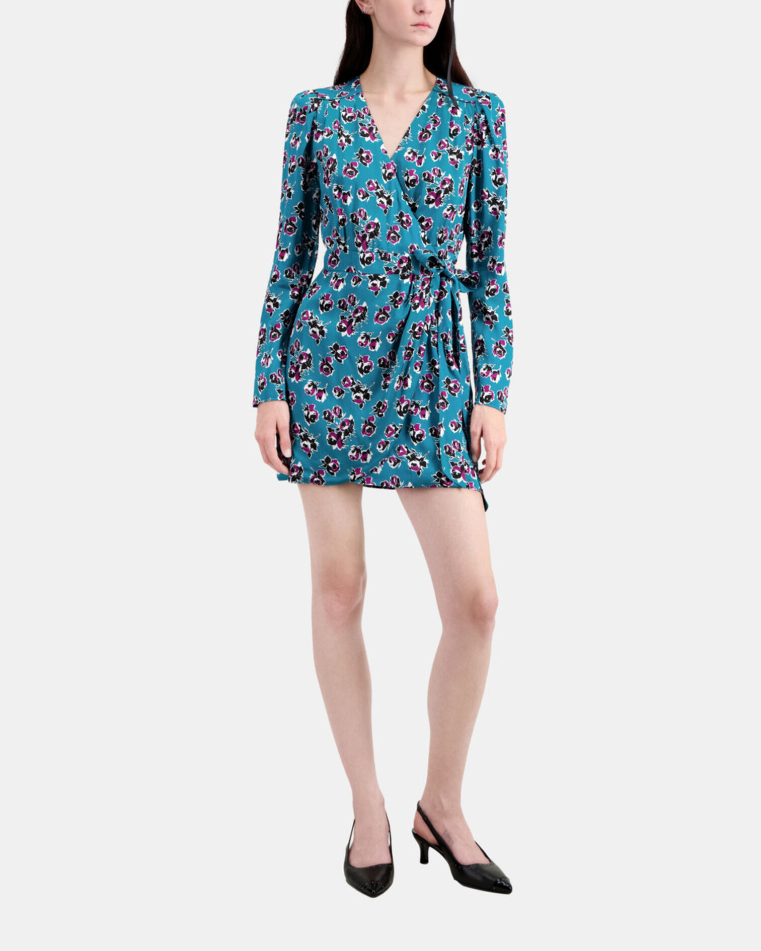 Robe portefeuille courte imprimée, PINK - BLUE, hi-res image number null