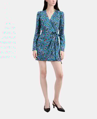 The Kooples FEMME PINK - BLUE robe portefeuille courte imprimée