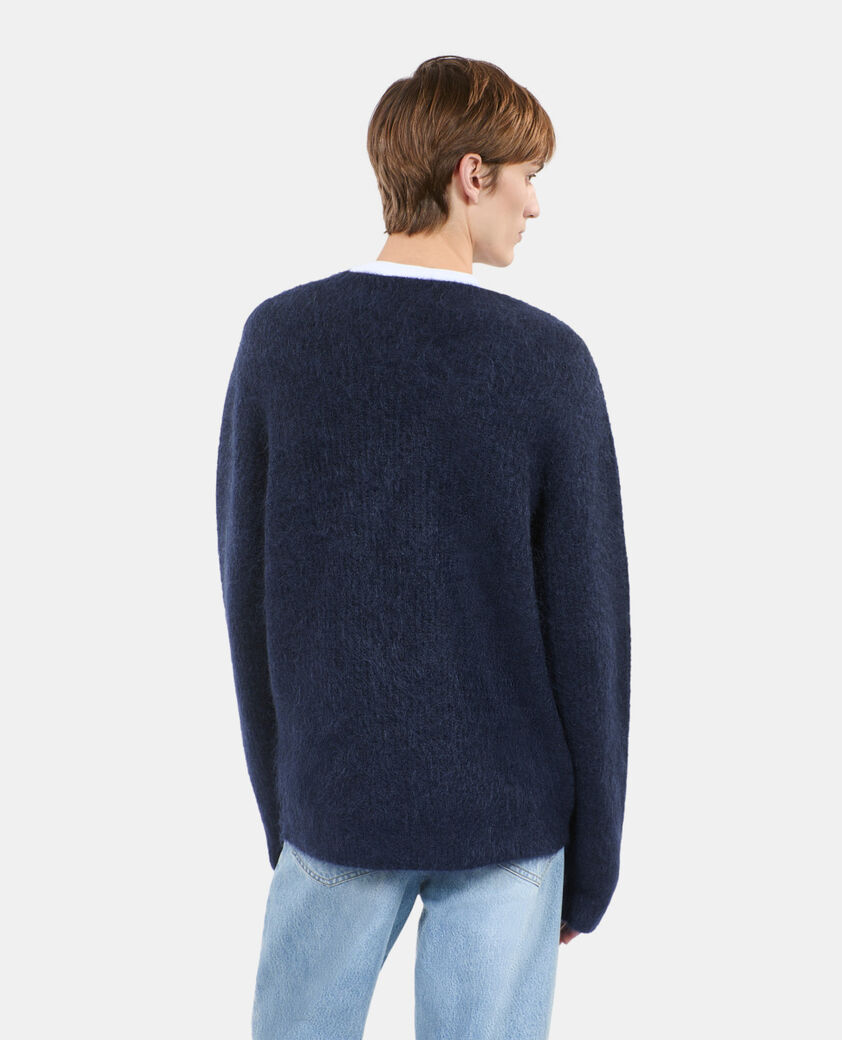 The Kooples HOMME NAVY pull en mohair et laine bleu marine