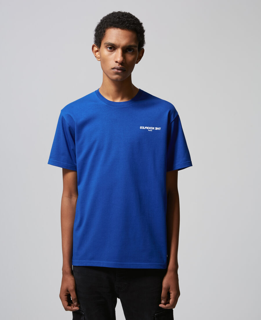 blaues baumwoll-t-shirt mit the kooples-logo