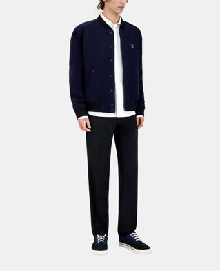 The Kooples HOMME DARK NAVY blouson en tissu bouclette bleu marine