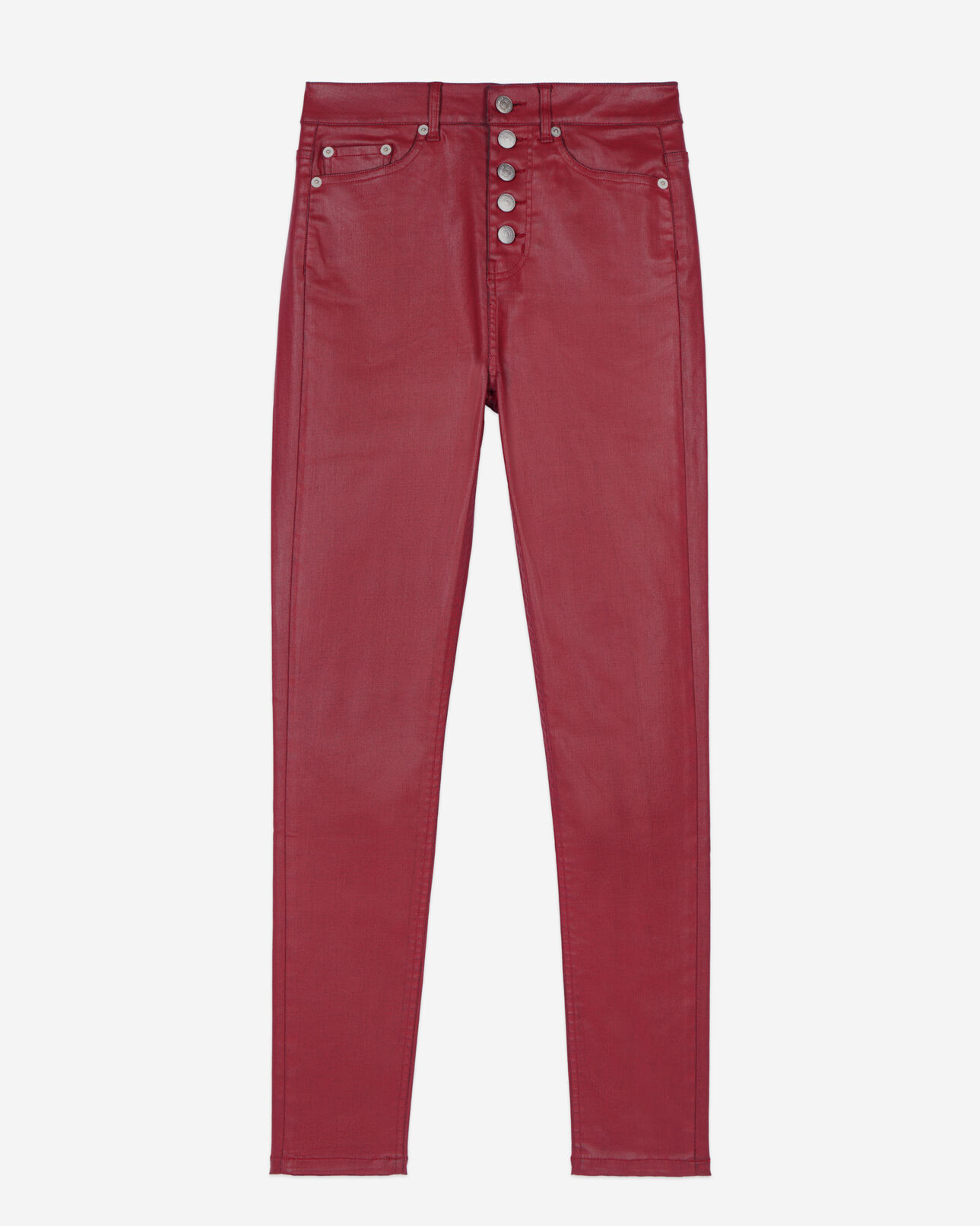 The Kooples WOMEN DARK RED red leather-effect skinny jeans