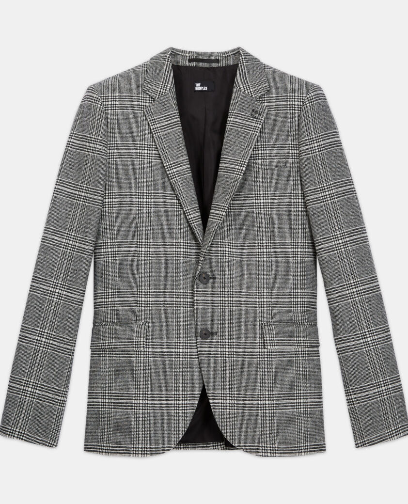 The Kooples H BLACK WHITE wool suit jacket with check motif