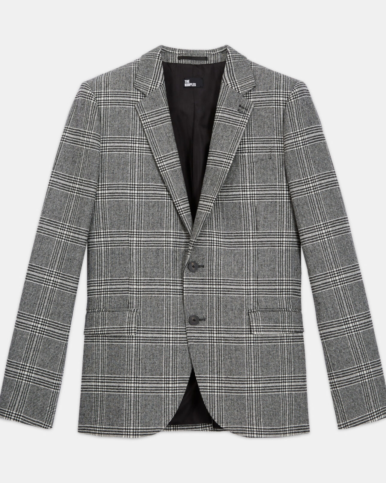 The Kooples MEN BLACK WHITE wool suit jacket with check motif