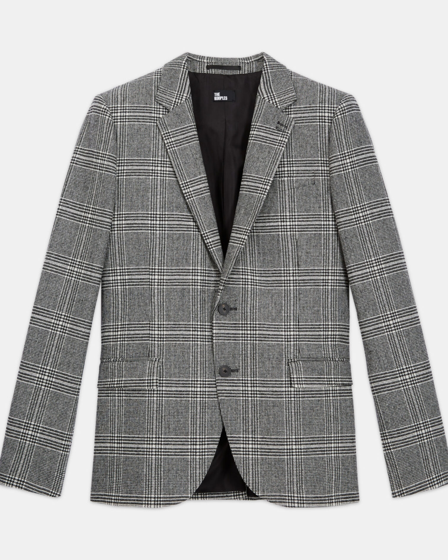 Wool suit jacket with check motif, BLACK WHITE, hi-res image number null