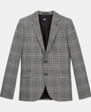 The Kooples H BLACK WHITE wool suit jacket with check motif