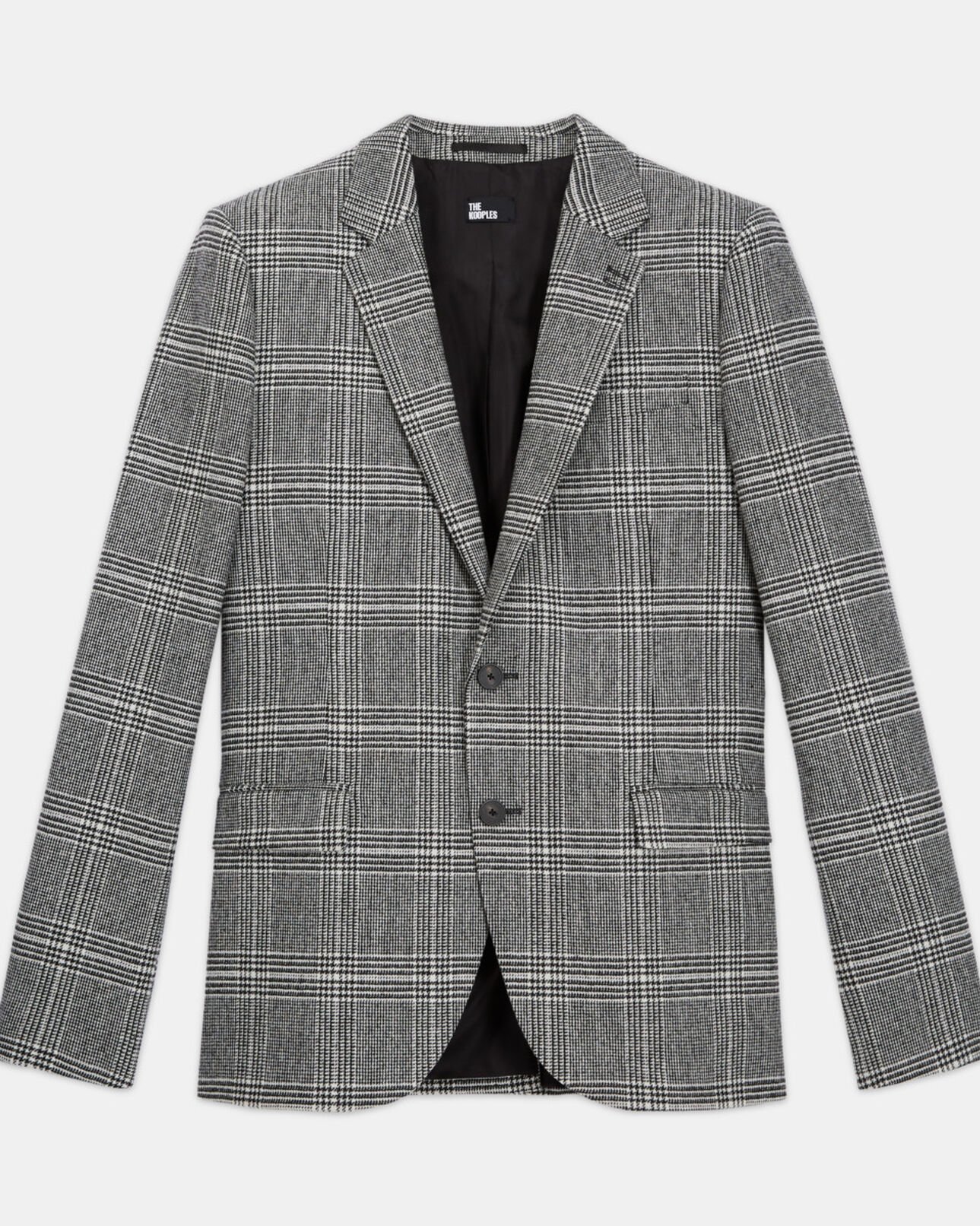 The Kooples MEN BLACK WHITE wool suit jacket with check motif