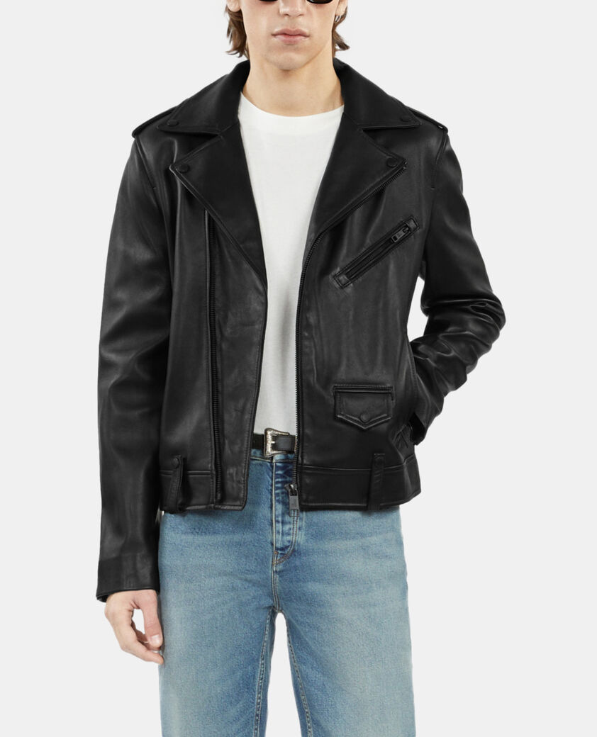The Kooples HERREN BLACK schwarze biker-jacke aus leder
