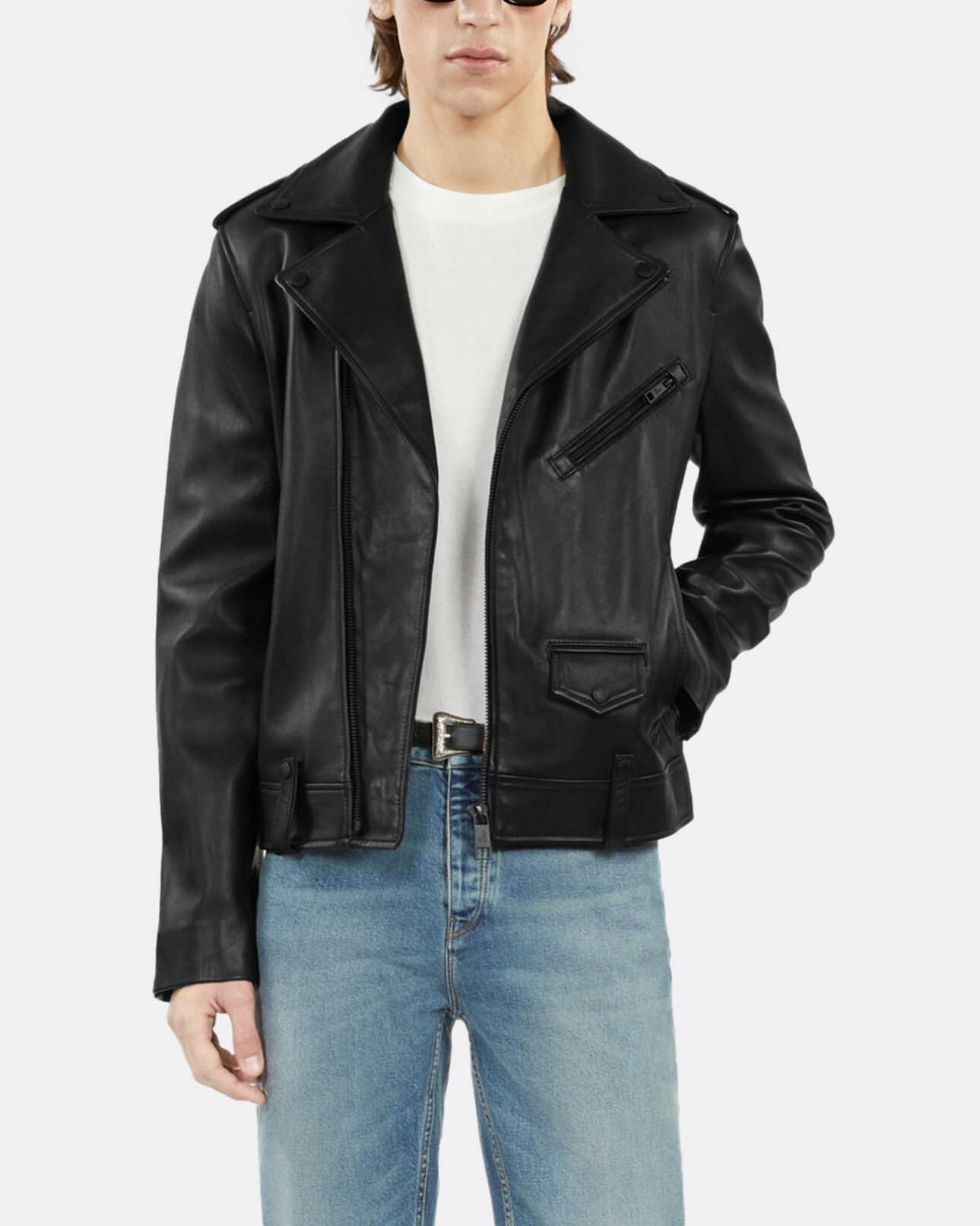 The Kooples HERREN BLACK schwarze biker-jacke aus leder