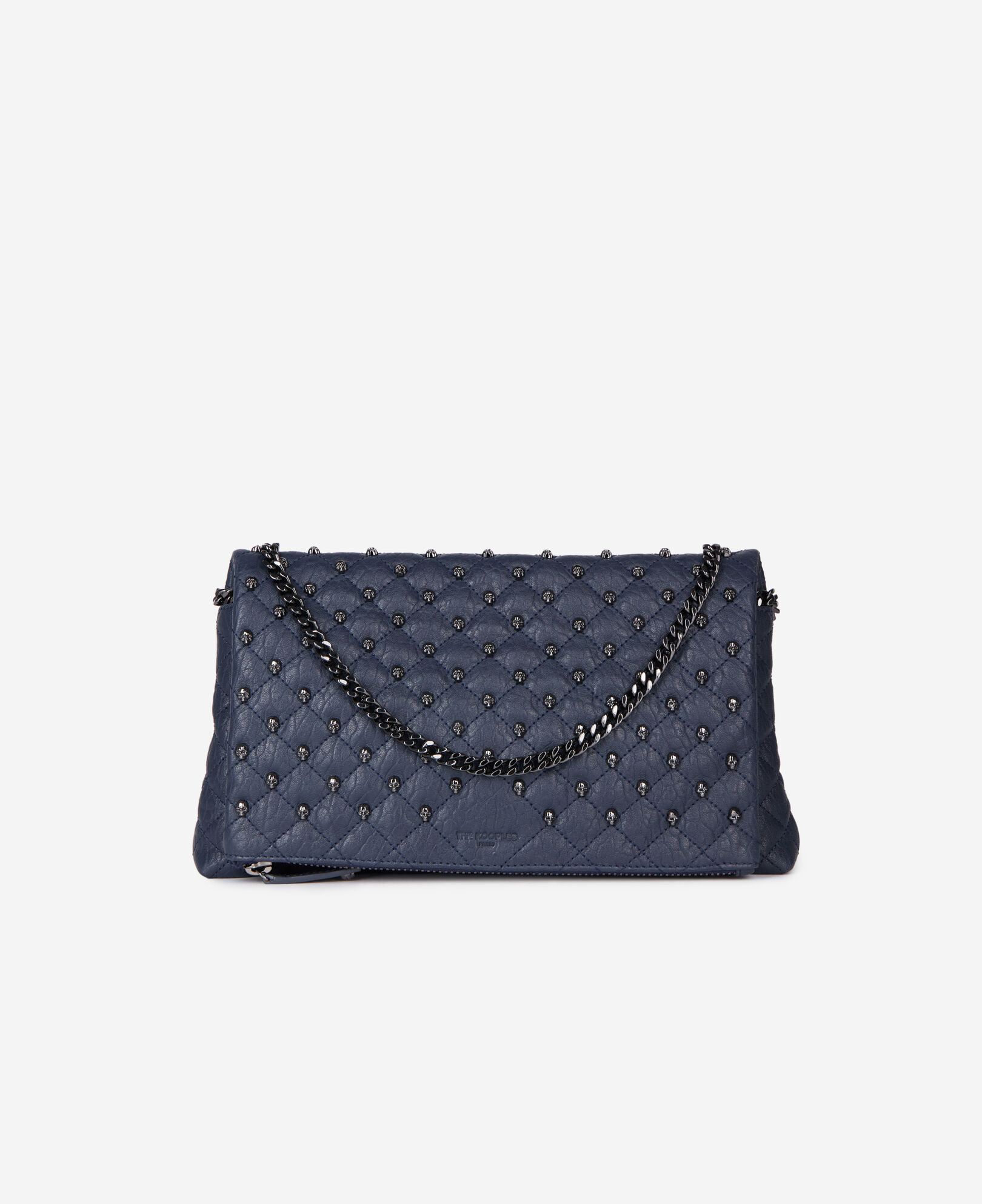 The Kooples WOMEN NAVY medium heritage clutch in navy blue leather