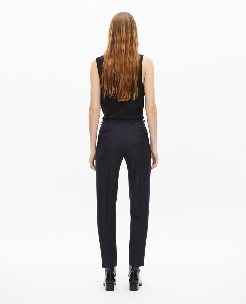 The Kooples FEMME NAVY pantalon tailleur en laine coupe ajustée bleu marine