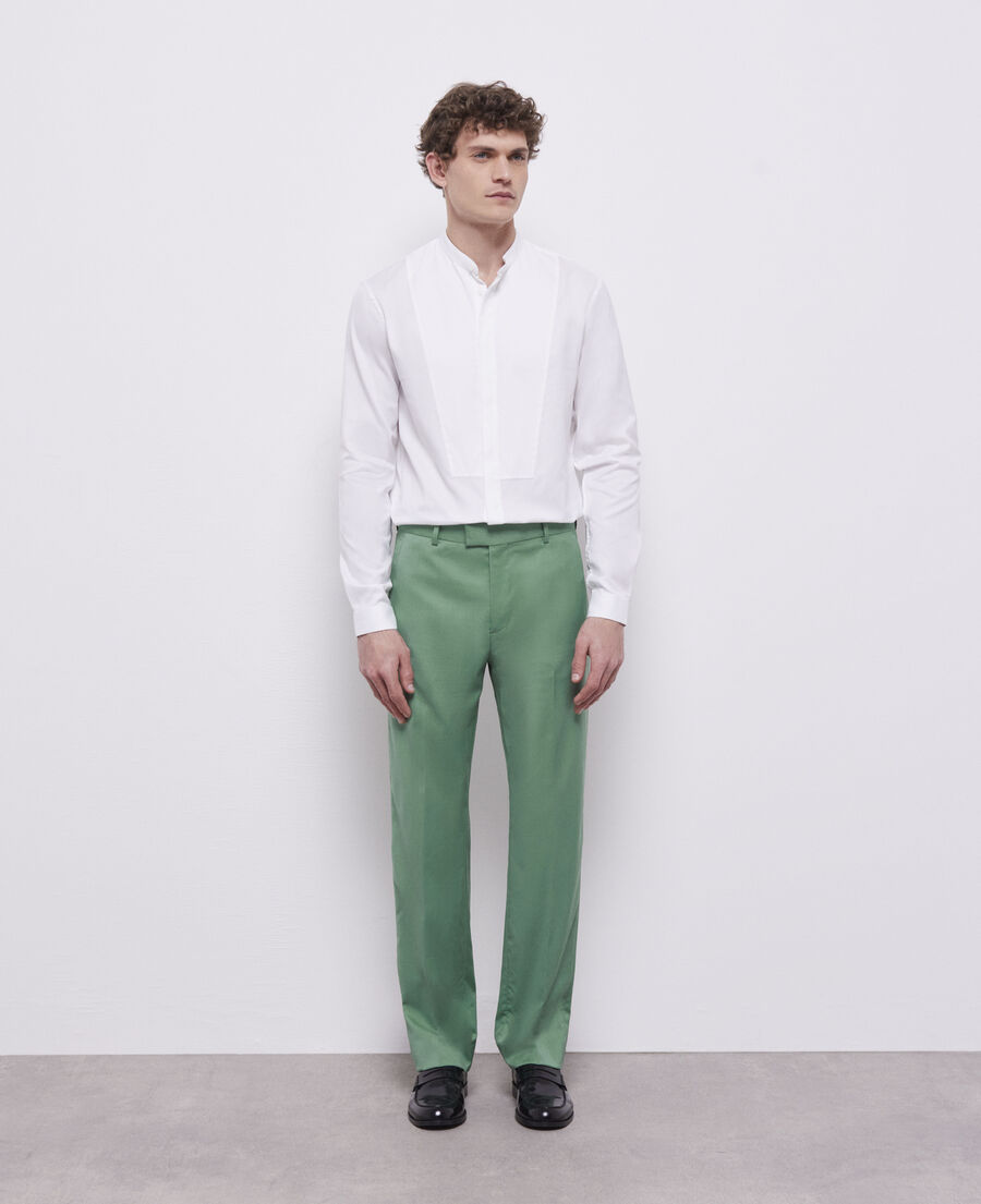 green wool suit pants