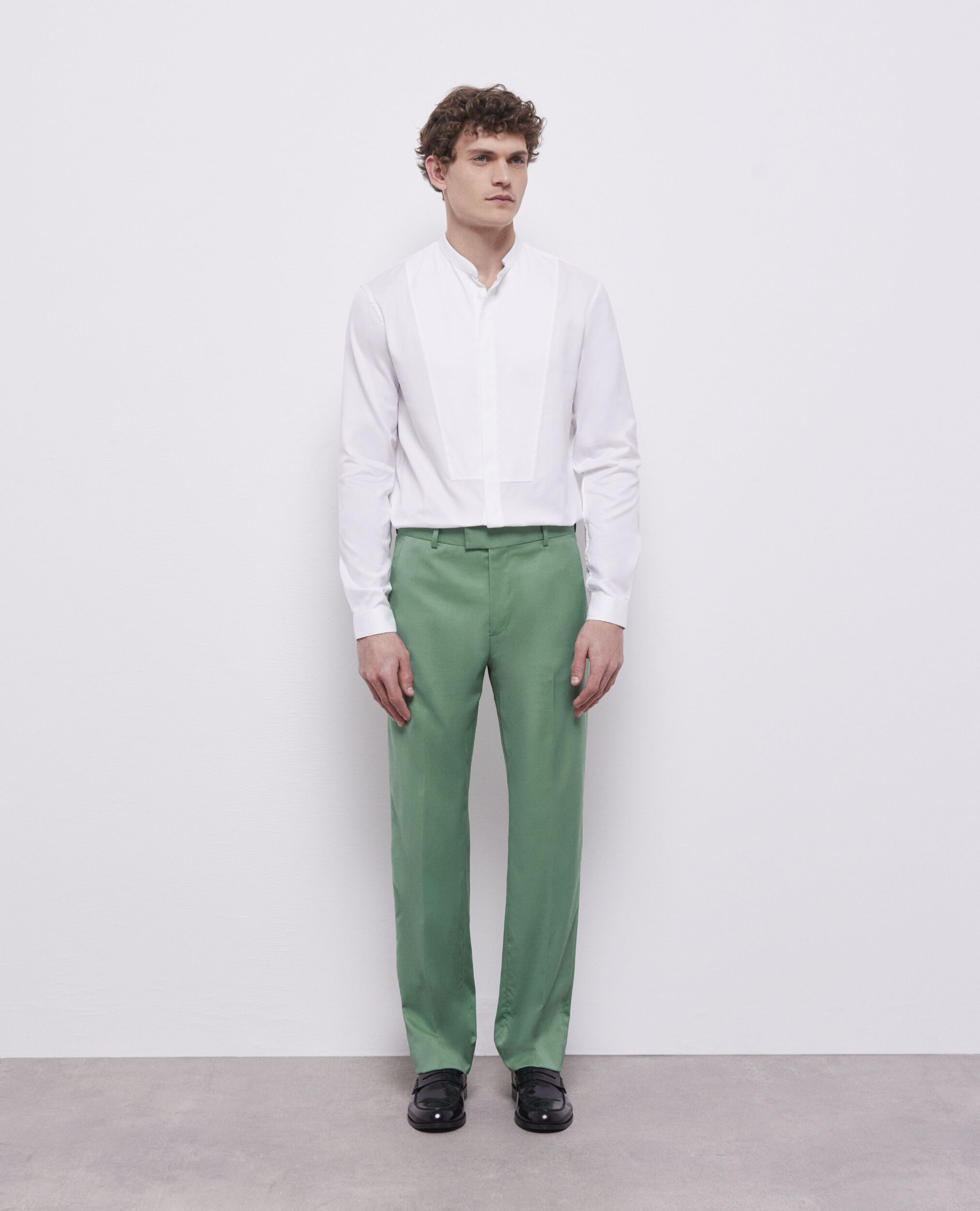 Green wool suit pants, GREEN, hi-res image number null
