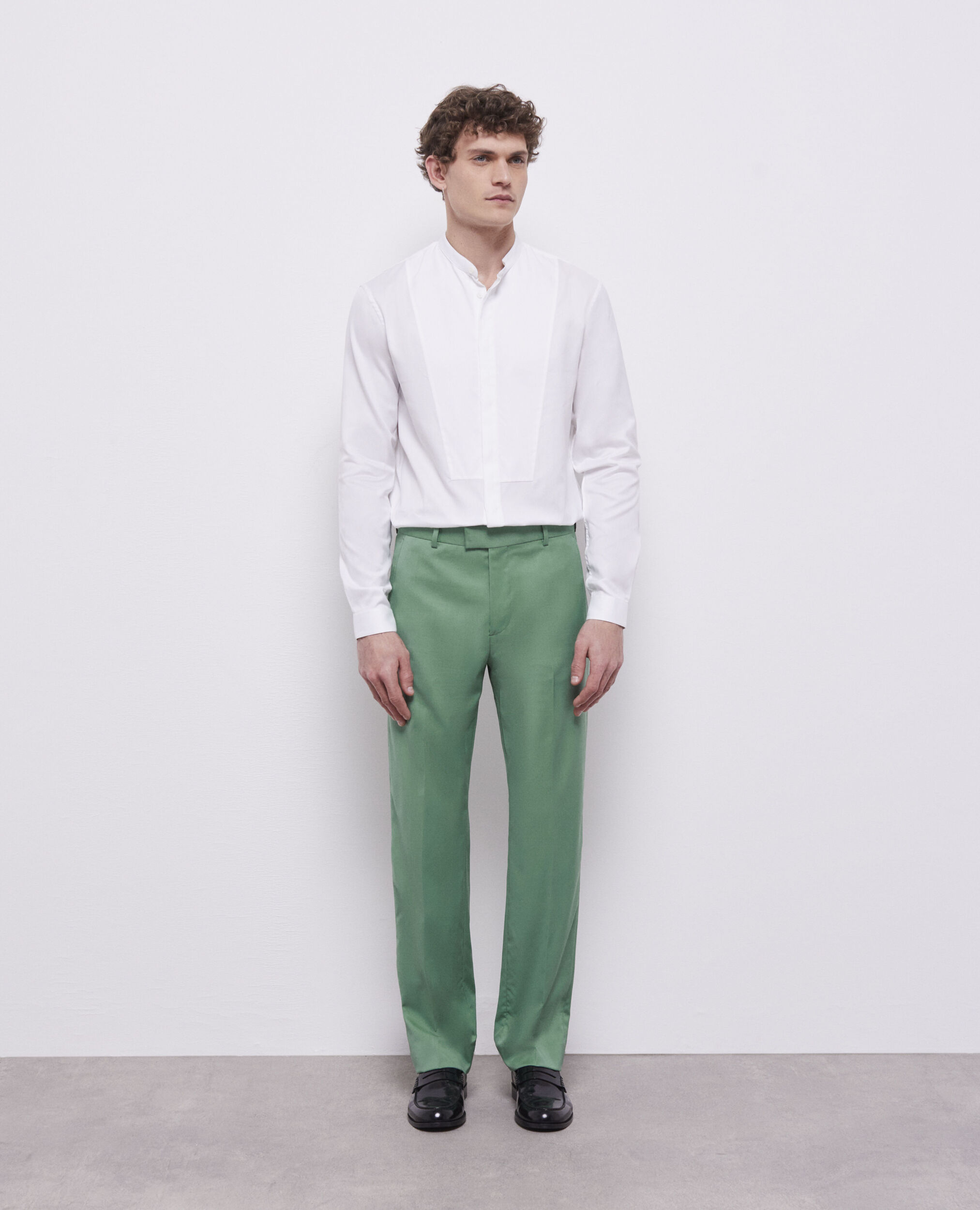 Pantalones traje verde lana, GREEN, hi-res image number null